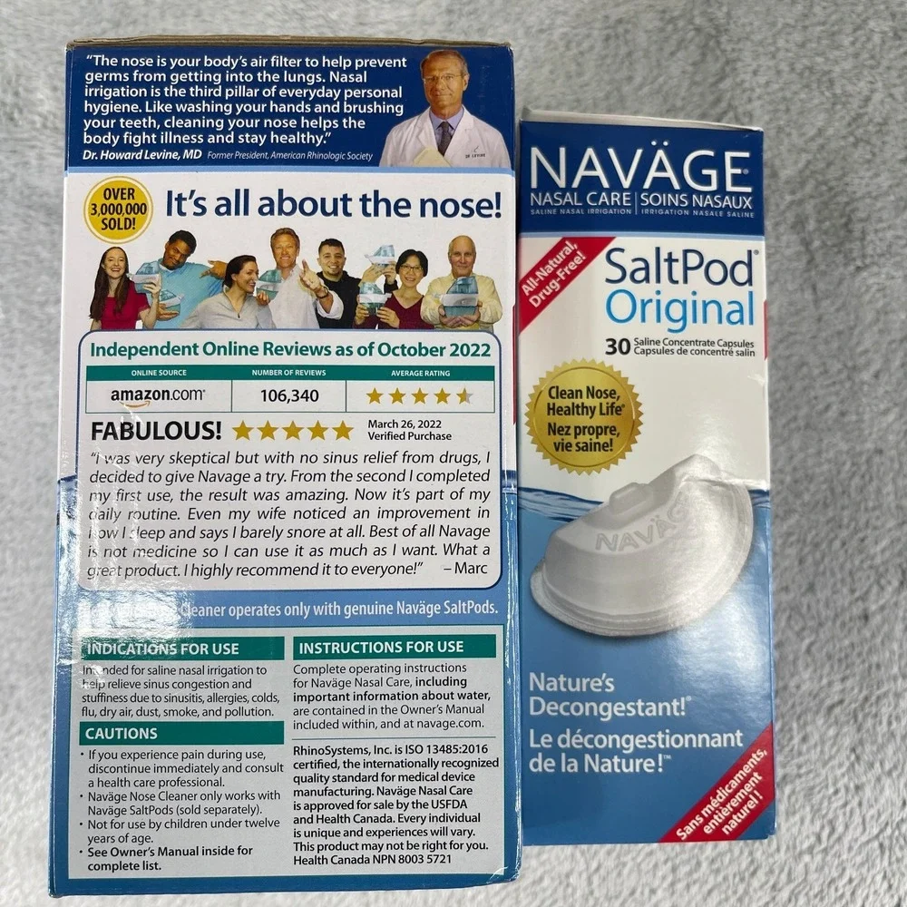 Navage Nasal Irrigation Starter Bundle: Navage Nose Cleaner W/ 30 Salt Pods